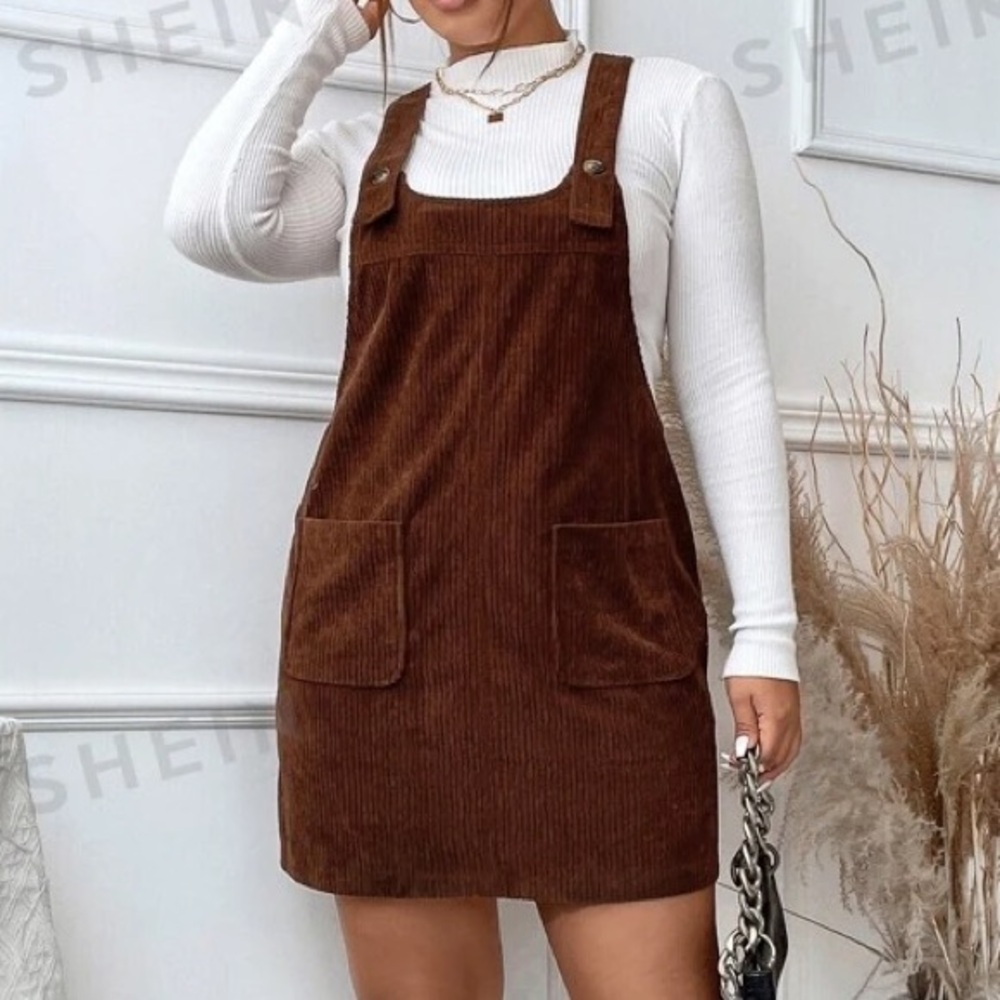 SHEIN corduroy overall style dress